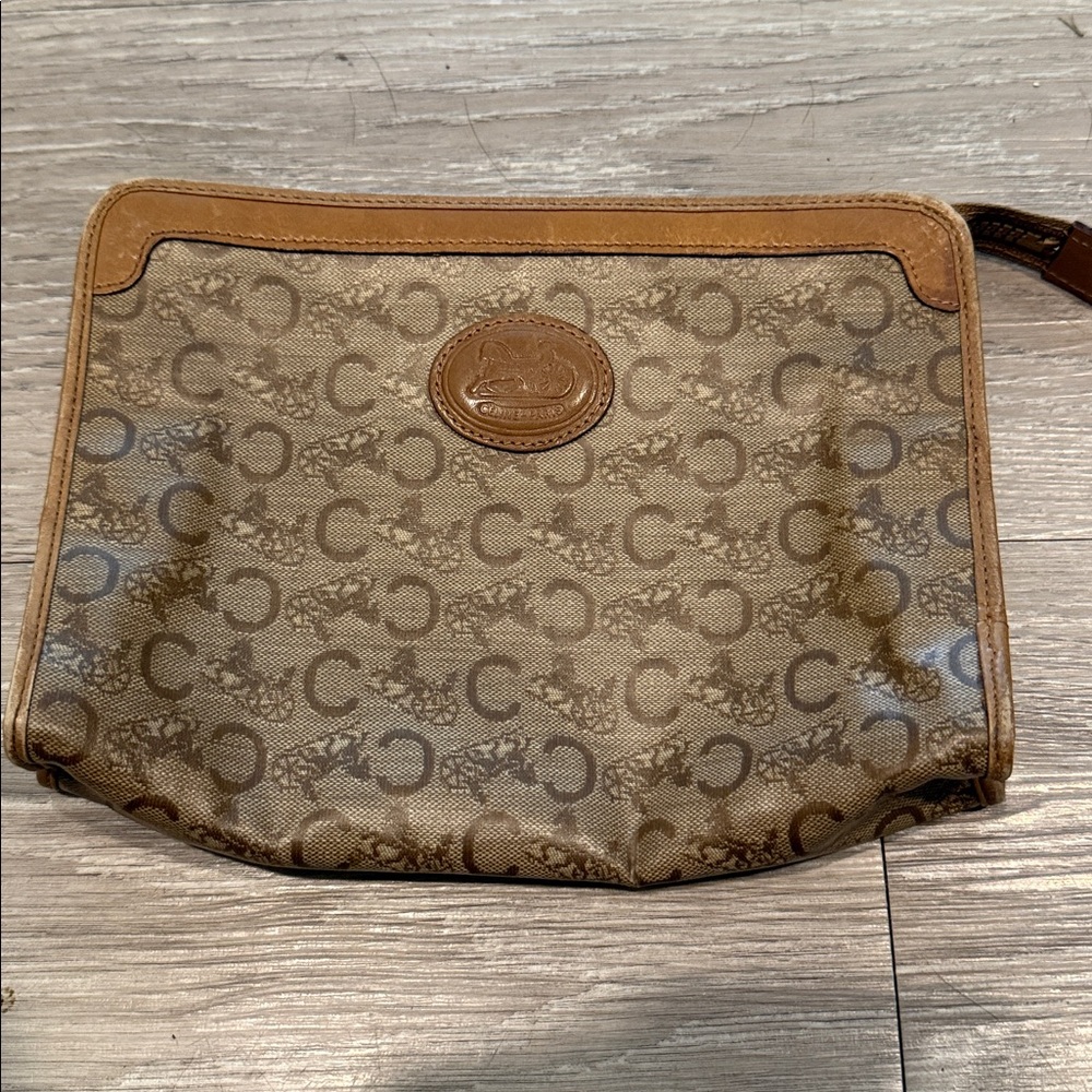 Celine VERY CLEAN Tan and Brown Monogram Pouch